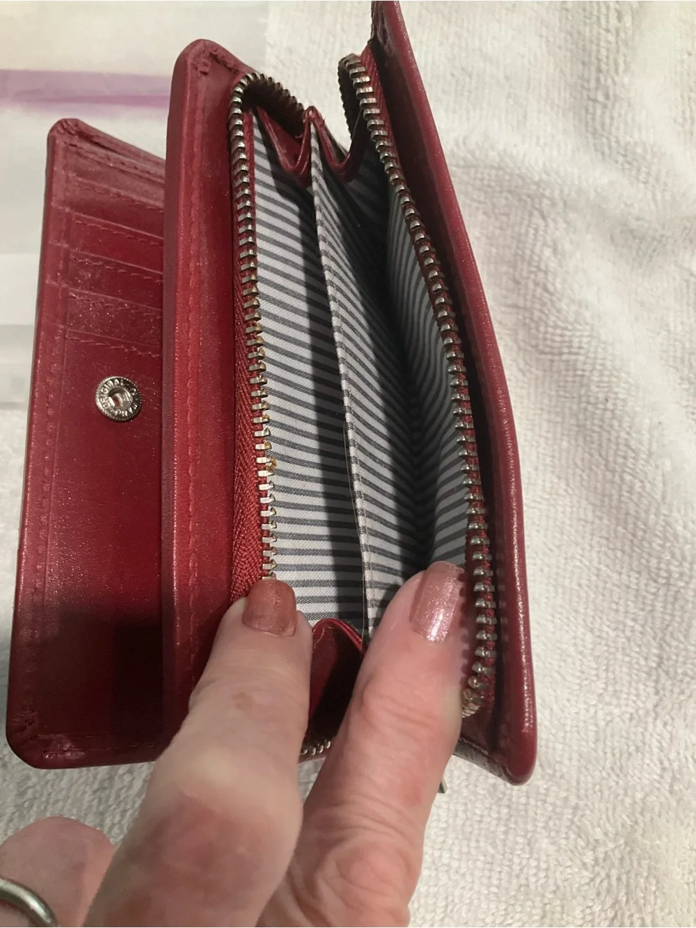 Red Leather Card Holder Wallet -